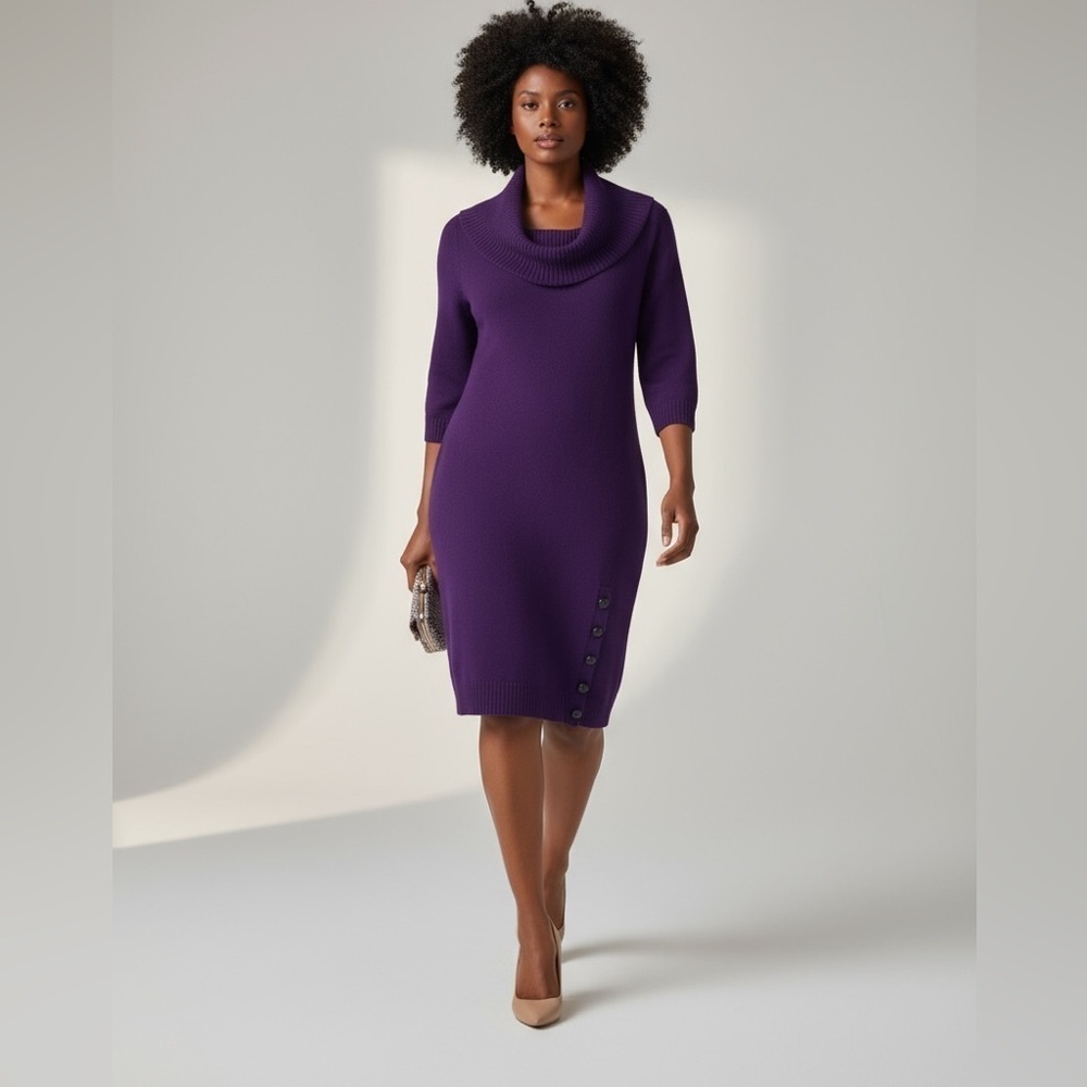 Lauren Ralph Lauren Purple Sweater Dress w 3/4 sleeves
Cotton Spandex